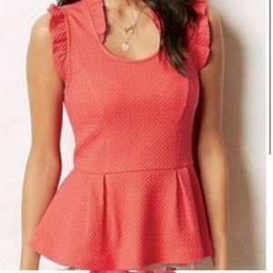 Anthropologie Postmark Pink Textured Peplum top. Size medium